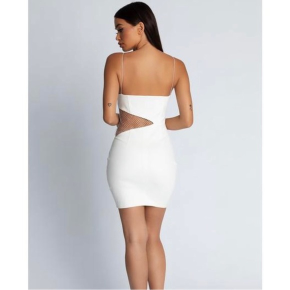 Meshki White Mini Dress with Mesh Detail - Picture 3 of 4